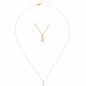 Preview: Collier 750 Gold Gelbgold 2 Diamanten Brillanten 45 cm