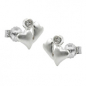Preview: Stecker 8x8mm 2 Herzen mattiert Zirkonia Silber 925
