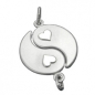 Preview: Anhänger 20mm Doppelanhänger Yin Yang mit 2 Herzen matt-glänzend Silber 925