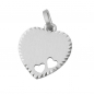 Preview: Anhänger 15x14mm Gravurplatte Herz mit 2 Herzen matt-diamantiert Silber 925