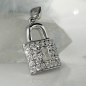 Preview: Anhänger 13x10mm Türschloss mit Zirkonias glänzend rhodiniert Silber 925
