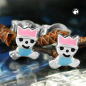 Preview: Ohrstecker 7x6mm Kinderohrring kleiner König pink-hellblau lackiert Silber 925