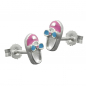 Preview: Stecker 8x4mm Kinderohrring Schuh rosa-hellblau lackiert Silber 925
