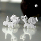 Preview: Stecker 6x6,5mm Katze glänzend Silber 925