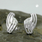 Preview: Stecker 10x6mm streifig mit Zirkonias matt-glänzend Silber 925
