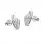 Preview: Stecker 10x6mm streifig mit Zirkonias matt-glänzend Silber 925