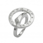 Preview: Ring 22mm Zirkonias mattiert rhodiniert Silber 925 Ringgröße 58