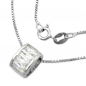 Preview: Kette 0,9mm Anhänger oval mit Zirkonias rhodiniert Silber 925 42cm