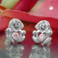 Preview: Stecker 9,5x8mm Kinderohrring Mädchen mit Herz Zirkonia pink glänzend Silber 925