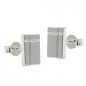 Preview: Stecker 8x6mm Viereck mit Kreuz matt diamantiert Silber 925
