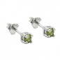 Preview: Stecker 3mm Glasstein oliv Silber 925