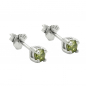 Preview: Stecker 3mm Glasstein oliv Silber 925
