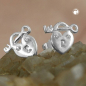 Preview: Stecker 9x8mm Herz Schloss und Schlüssel mit Zirkonia glänzend Silber 925