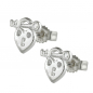 Preview: Stecker 9x8mm Herz Schloss und Schlüssel mit Zirkonia glänzend Silber 925