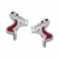 Preview: Stecker 10x4mm Kinderohrring Schlange rot-schwarz Silber 925