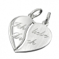Preview: Anhänger 18x17mm Doppelanhänger Herz mit Gravur - Ich liebe Dich - Silber 925