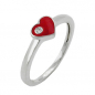 Preview: Ring Kinderring mit rotem Herz und weißen Zirkonia Silber 925 Ringgröße 48