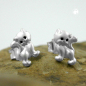 Preview: Stecker 6x5mm Kinderohrring Katze matt-glänzend Silber 925