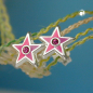 Preview: Stecker 8x8mm Kinderohrring Stern pink lackiert mit Glasstein pink Silber 925