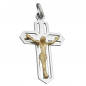 Preview: Anhänger 38x23mm Kreuz Jesus bicolor glänzend Silber 925
