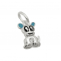 Preview: Anhänger 12x8mm kleiner Hund hellblau farbig lackiert mit Zirkonia Silber 925