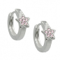 Preview: Creole 12x2mm Klappscharnier Stern mit Zirkonias pink Silber 925