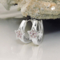 Preview: Creole 12x2mm Klappscharnier Stern mit Zirkonias pink Silber 925