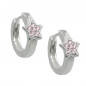 Preview: Creole 12x2mm Klappscharnier Stern mit Zirkonias pink Silber 925