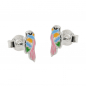 Preview: Stecker 9x4mm Kinderohrring Papagei farbig lackiert Silber 925