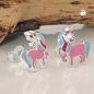 Preview: Stecker 10x8mm Kinderohrring Fabelwesen Pferd mit Horn Silber 925