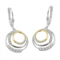 Preview: Ohrbrisur Ohrhänger Ohrringe 30x14mm Kreise bicolor mit Zirkonias Silber 925