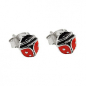 Preview: Ohrstecker Ohrring 7x6mm Marienkäfer rot-schwarz emailliert Silber 925
