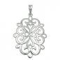 Preview: Anhänger 27x19mm filigrane Blume glänzend rhodiniert Silber 925