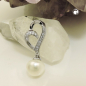 Preview: Anhänger 27x11mm Zuchtperle mit Zirkonias glänzend rhodiniert Silber 925