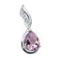 Preview: Anhänger 27x10mm Amethyst mit Zirkonias glänzend rhodiniert Silber 925