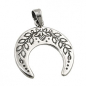 Preview: Anhänger 17x18mm Mondsichel mit Blumen geschwärzt Silber 925