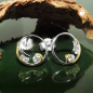 Preview: Stecker 9mm Kreis mit Spirale bicolor mit Zirkonias Silber 925