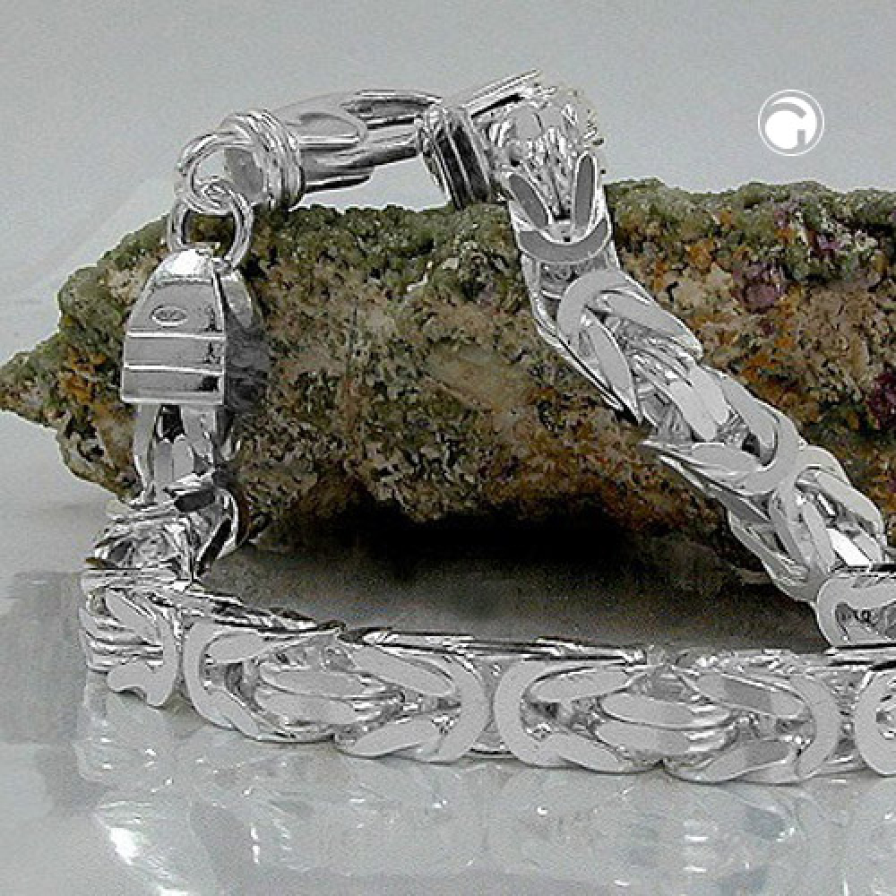 Armband 6mm Königskette vierkant glänzend Silber 925 ca. 21cm