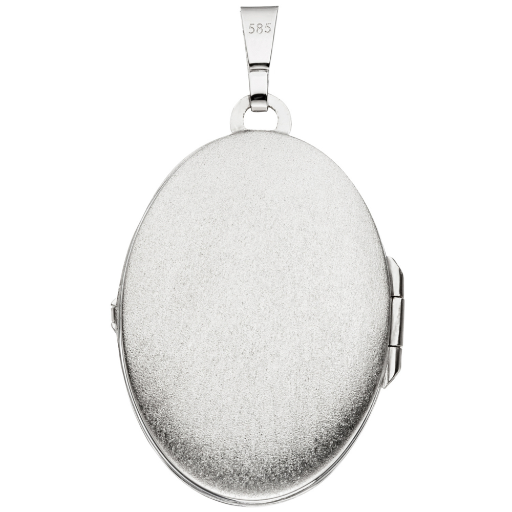 Medaillon oval 585 Gold Weißgold Anhänger zum Öffnen