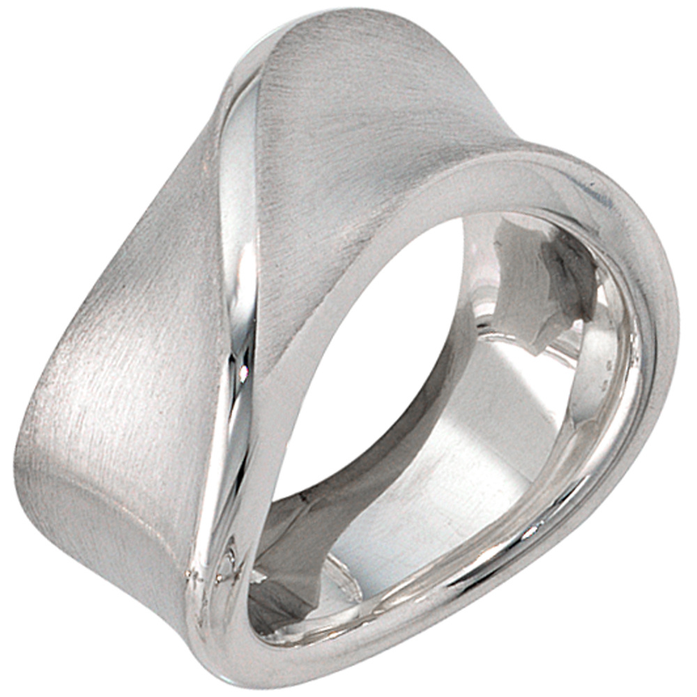 Damen Ring breit 925 Sterling Silber teil matt Silberring - 60mm