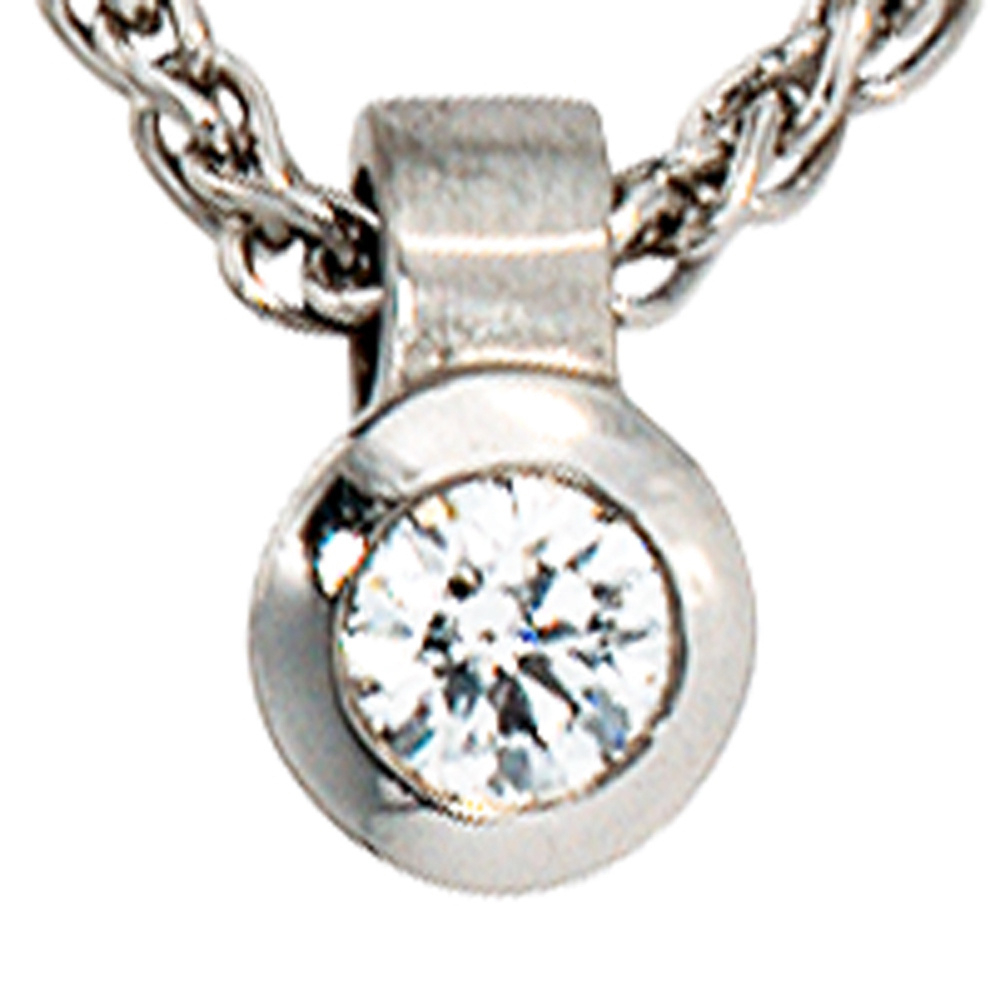 Anhänger rund 950 Platin matt 1 Diamant Brillant 0,12ct. Platinanhänger
