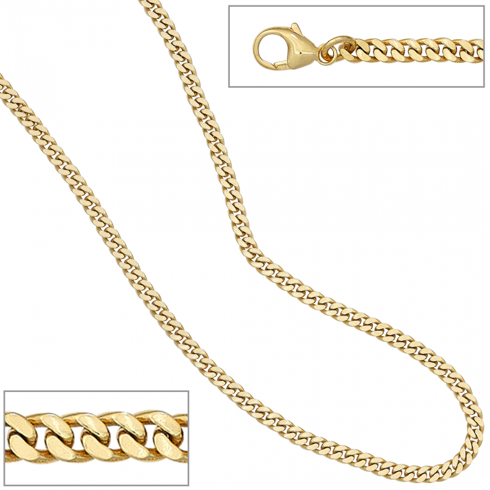 Panzerkette 333 Gelbgold massiv 3,3 mm 50 cm Gold Kette Halskette Goldkette