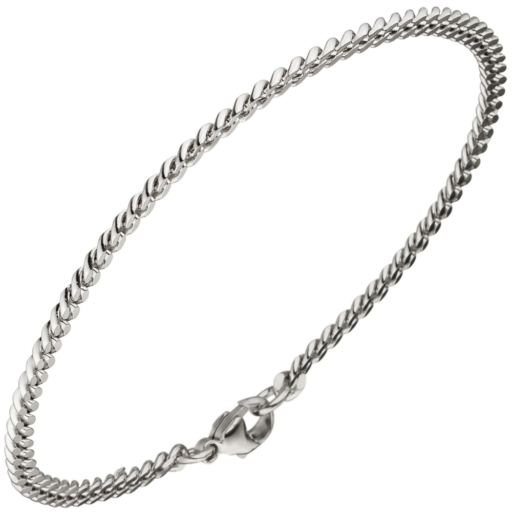 Panzerarmband 585 Weißgold massiv 21 cm Gold Armband Weißgoldarmband Karabiner