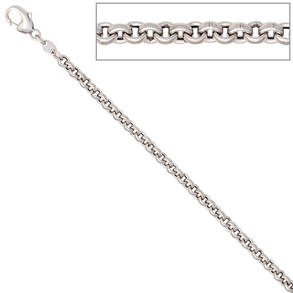 Erbskette 585 Weißgold 3 mm 45 cm Gold Kette Halskette Weißgoldkette Karabiner