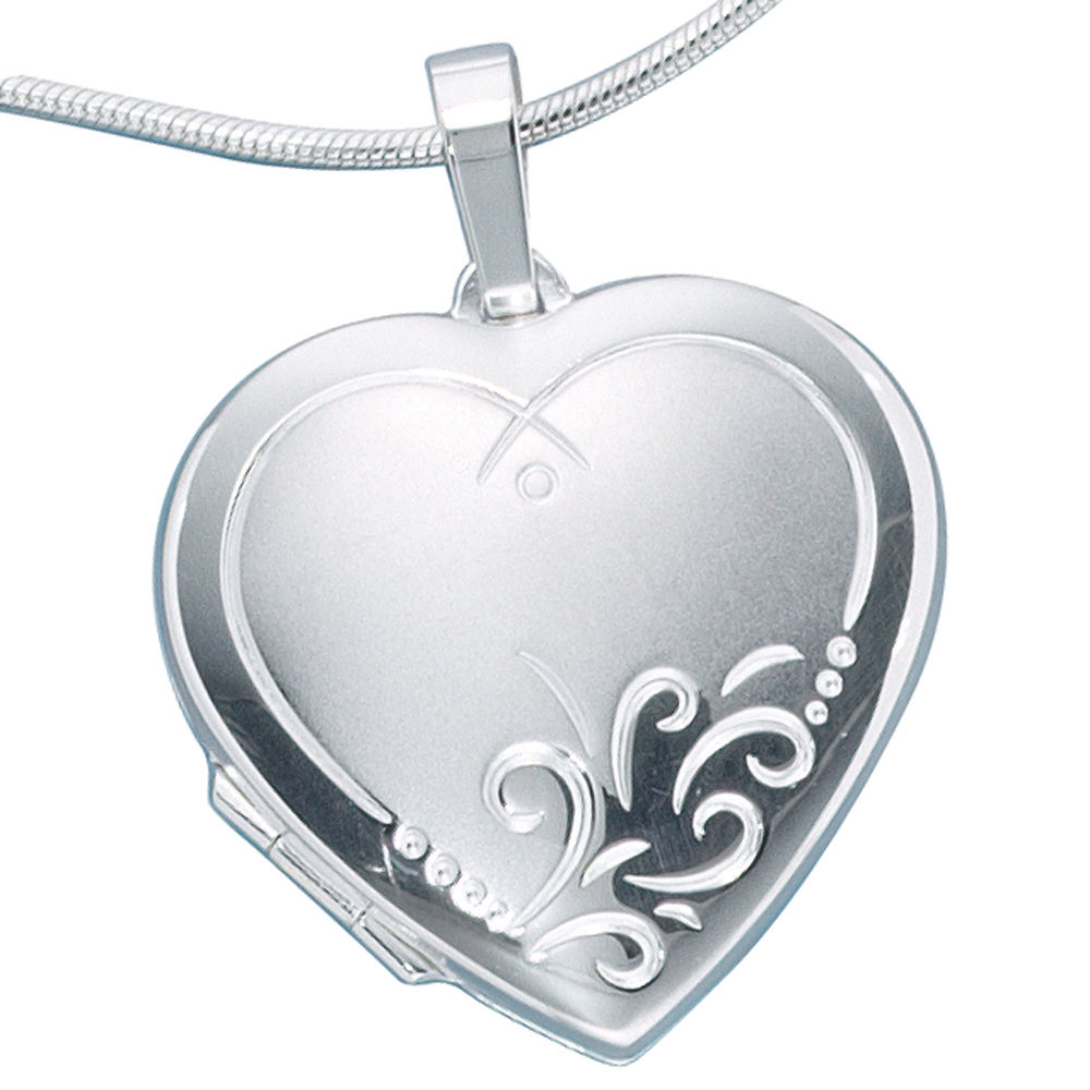 Medaillon Herz 925 Sterling Silber mattiert Anhänger zum Öffnen