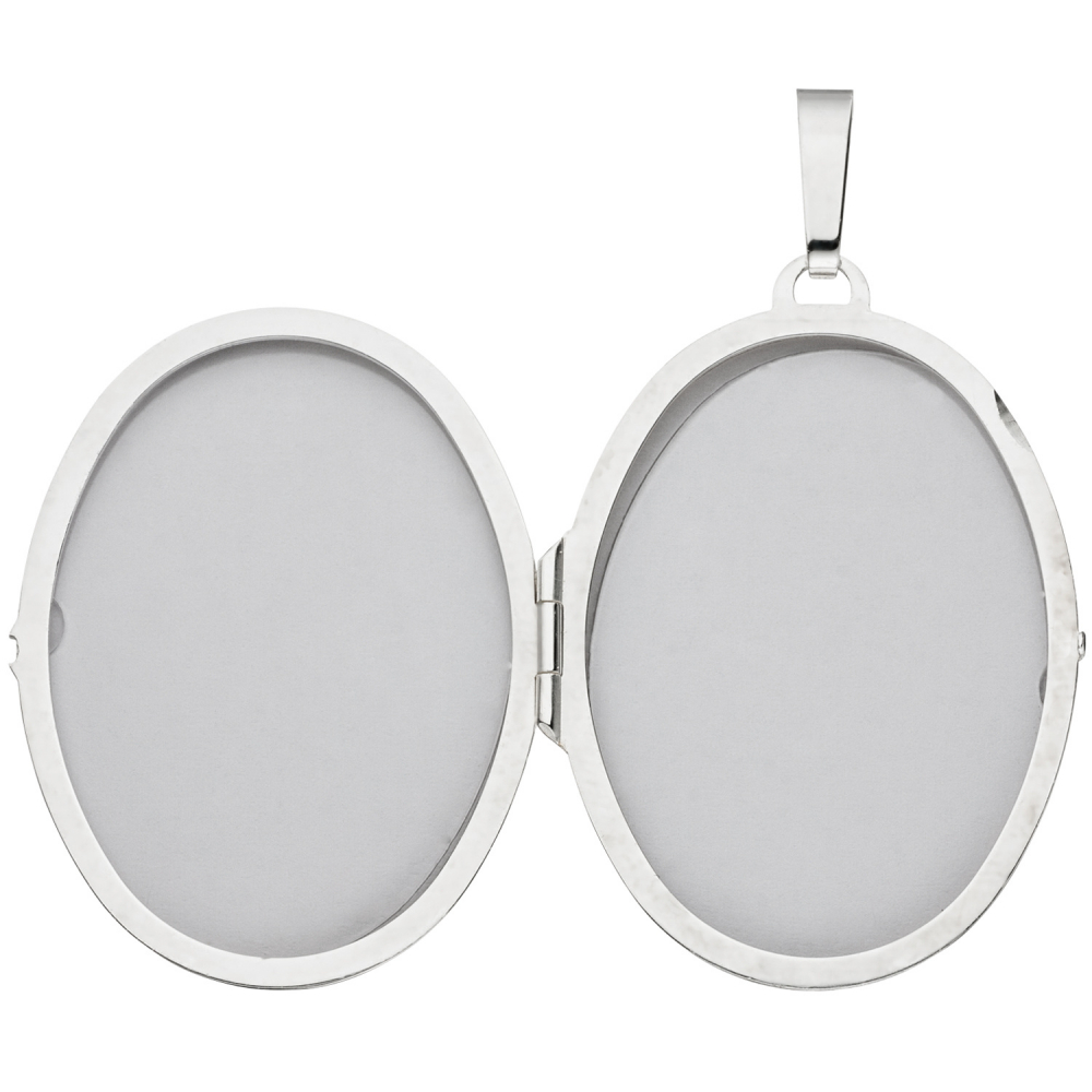 Medaillon oval Blumen für 2 Fotos 925 Sterling Silber Anhänger zum Öffnen