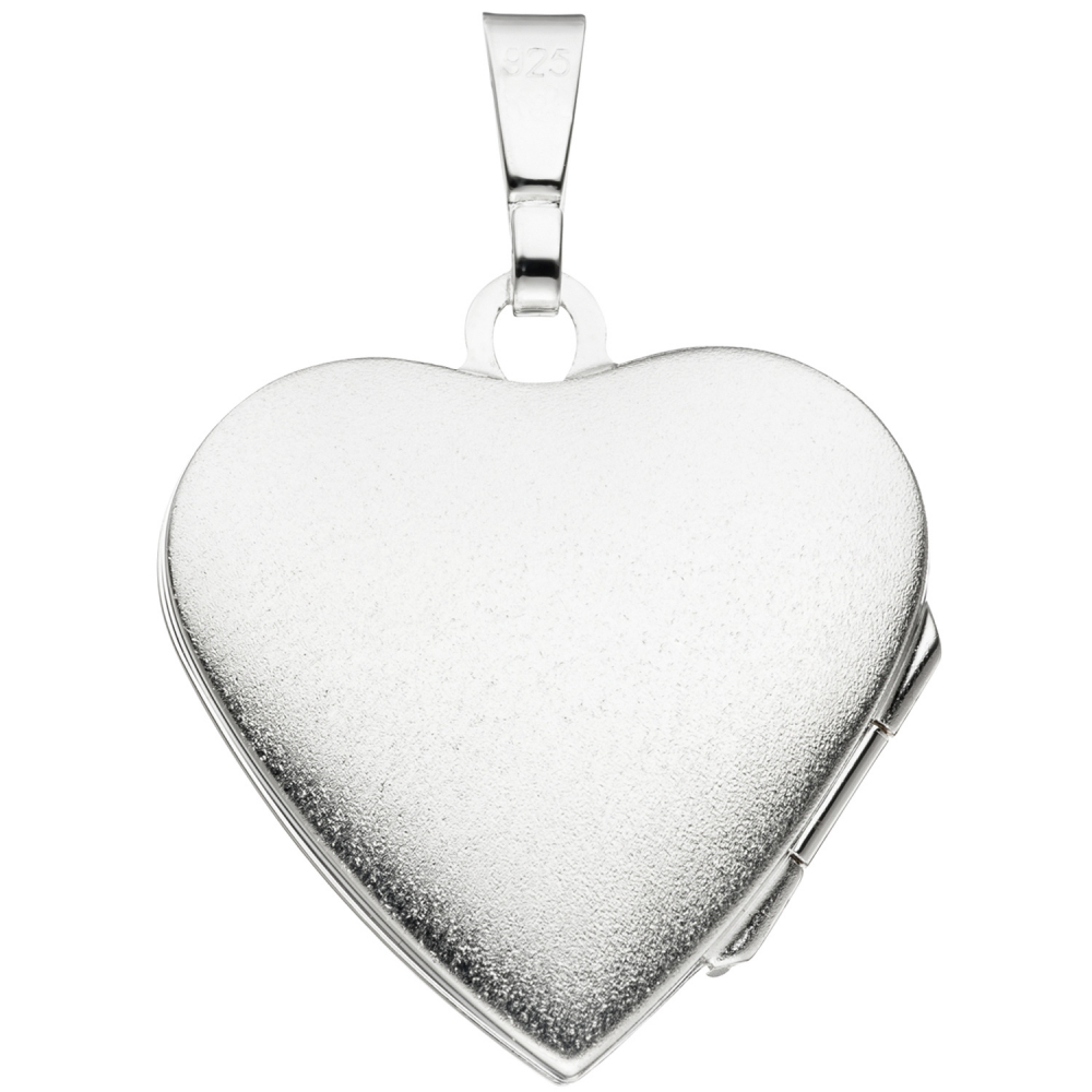 Medaillon Herz 925 Sterling Silber eismatt Anhänger zum Öffnen