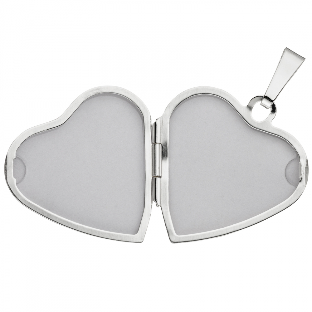 Medaillon Herz 925 Sterling Silber eismatt Anhänger zum Öffnen