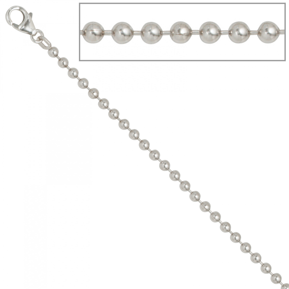 Kugelkette 925 Silber 3,0 mm 60 cm Halskette Kette Silberkette Karabiner