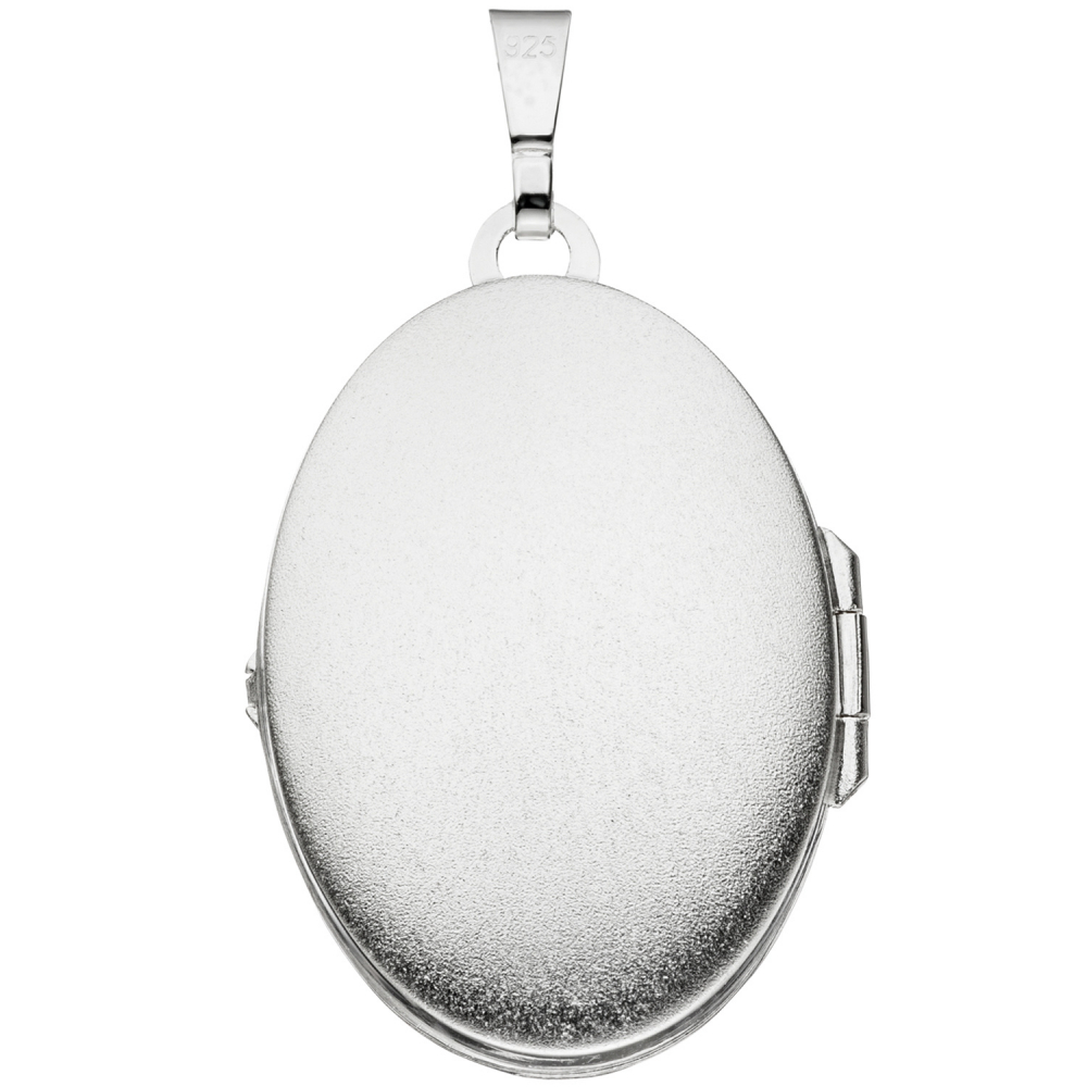 Medaillon oval 925 Sterling Silber eismatt Anhänger zum Öffnen